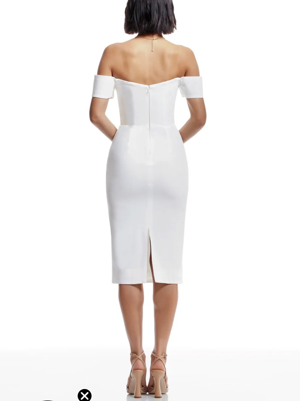 Off-Shoulder White Sheath Dress - Picture 4 of 8